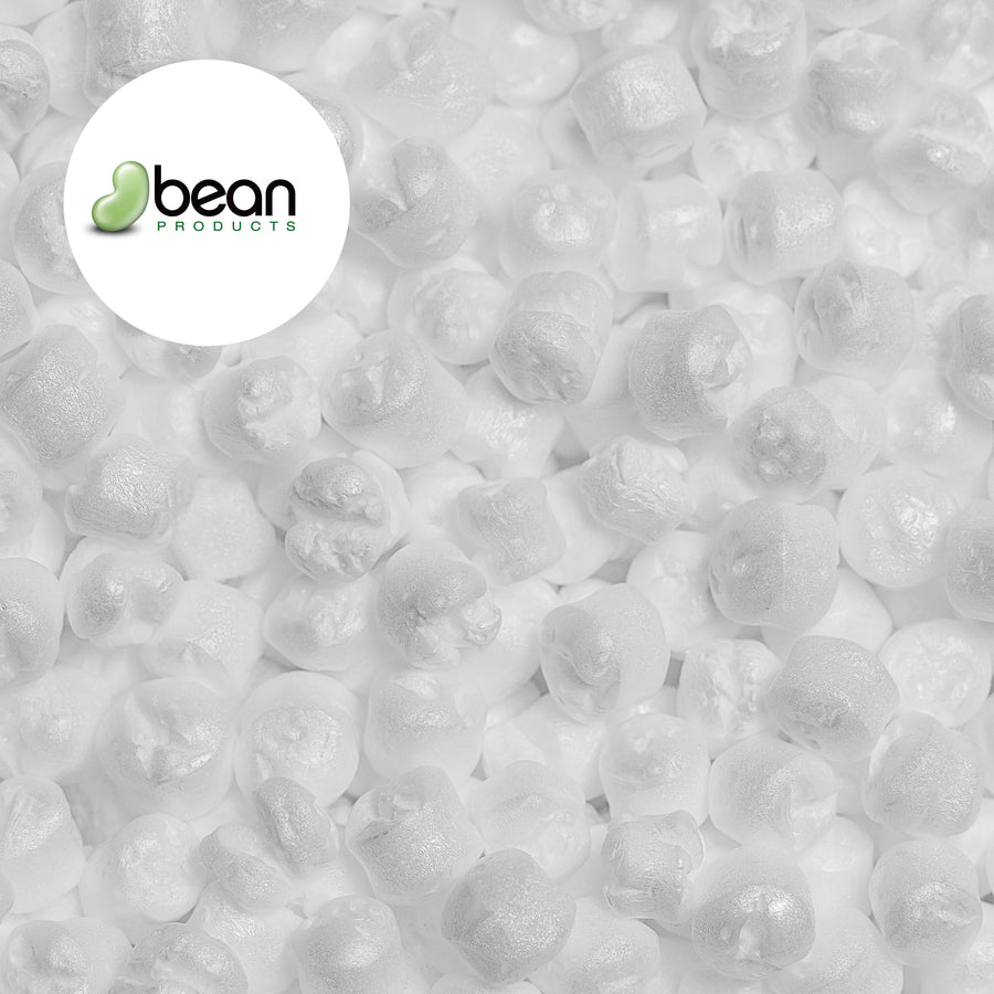 Close-up of non-toxic recycled bean bag filling beads used for stuffing bean bags, lightweight and eco-friendly