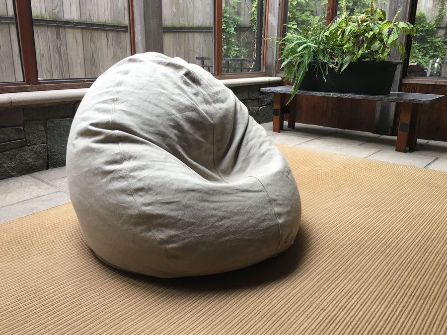 ComfyBean bean bag chair cover only in beige fabric, unfilled, large round floor cushion in modern living room – no filling included