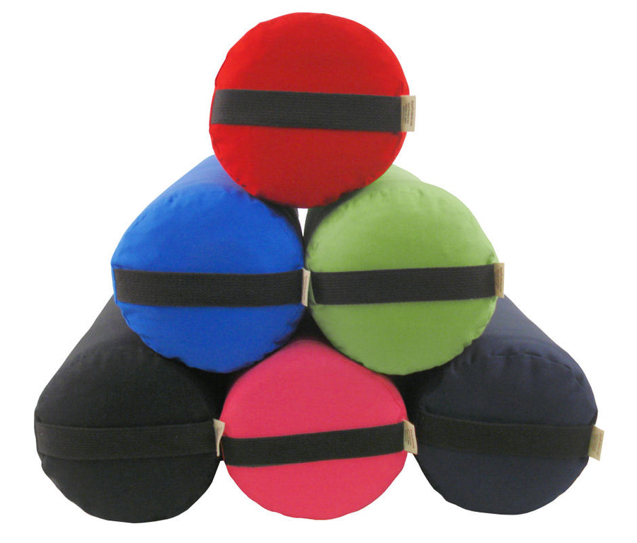Premium organic cotton yoga bolster set round rectangular pranayama shapes in multiple colors meditation support cushions