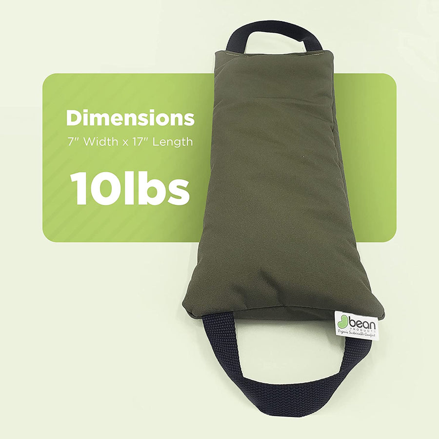 Yoga Sandbag 10 lb sand filled dust free weight for yoga, pilates and photography studio use with durable handles, made in USA