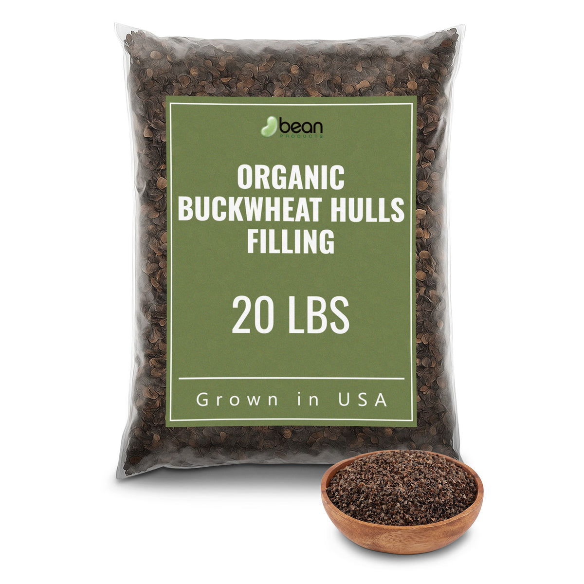 20 lb organic buckwheat hulls pillow filling bag – grown in USA