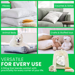 Collage of various home products made with kapok fiber including pillows, couches, animal beds, and crafts with a green border and text.