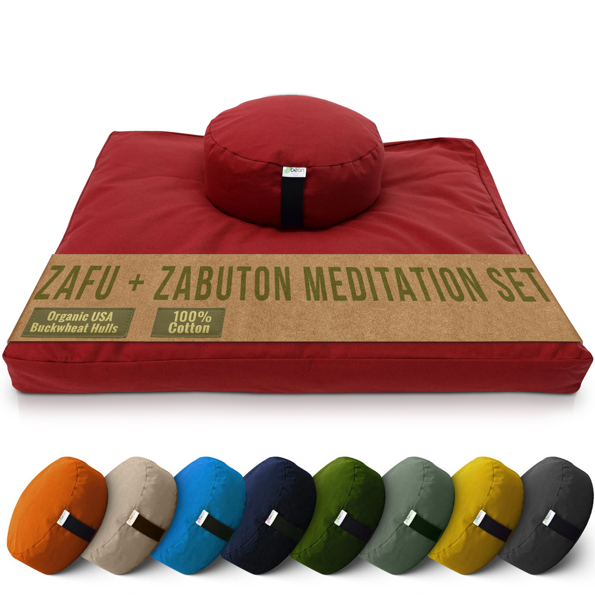 Apple red meditation cushion set zafu and zabuton folded zabuton