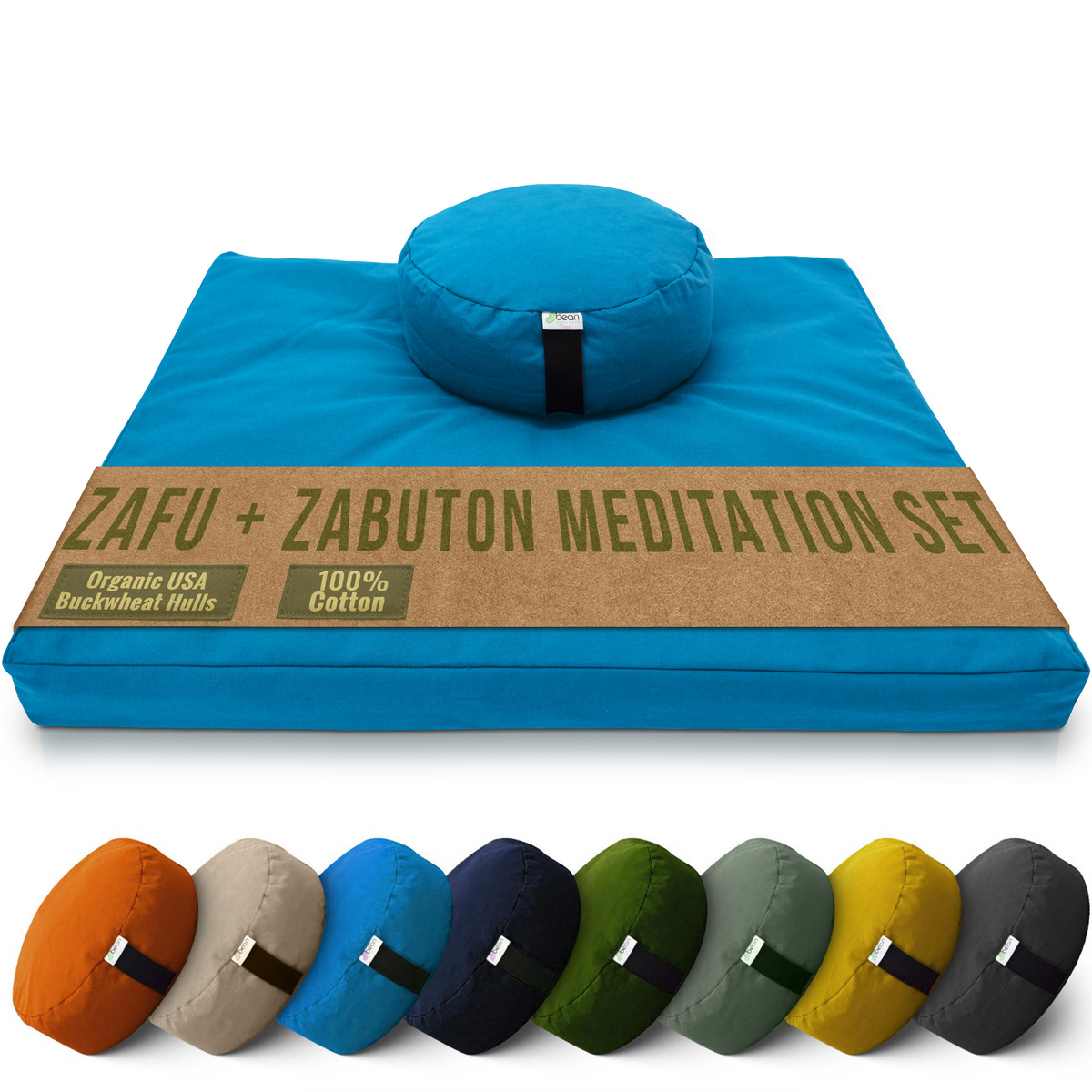 Teal meditation cushion set zafu and zabuton folded zabuton