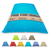 Aqua Turquoise bean bag pool float lounger with label and color options below on a white background by Bean Products made in USA