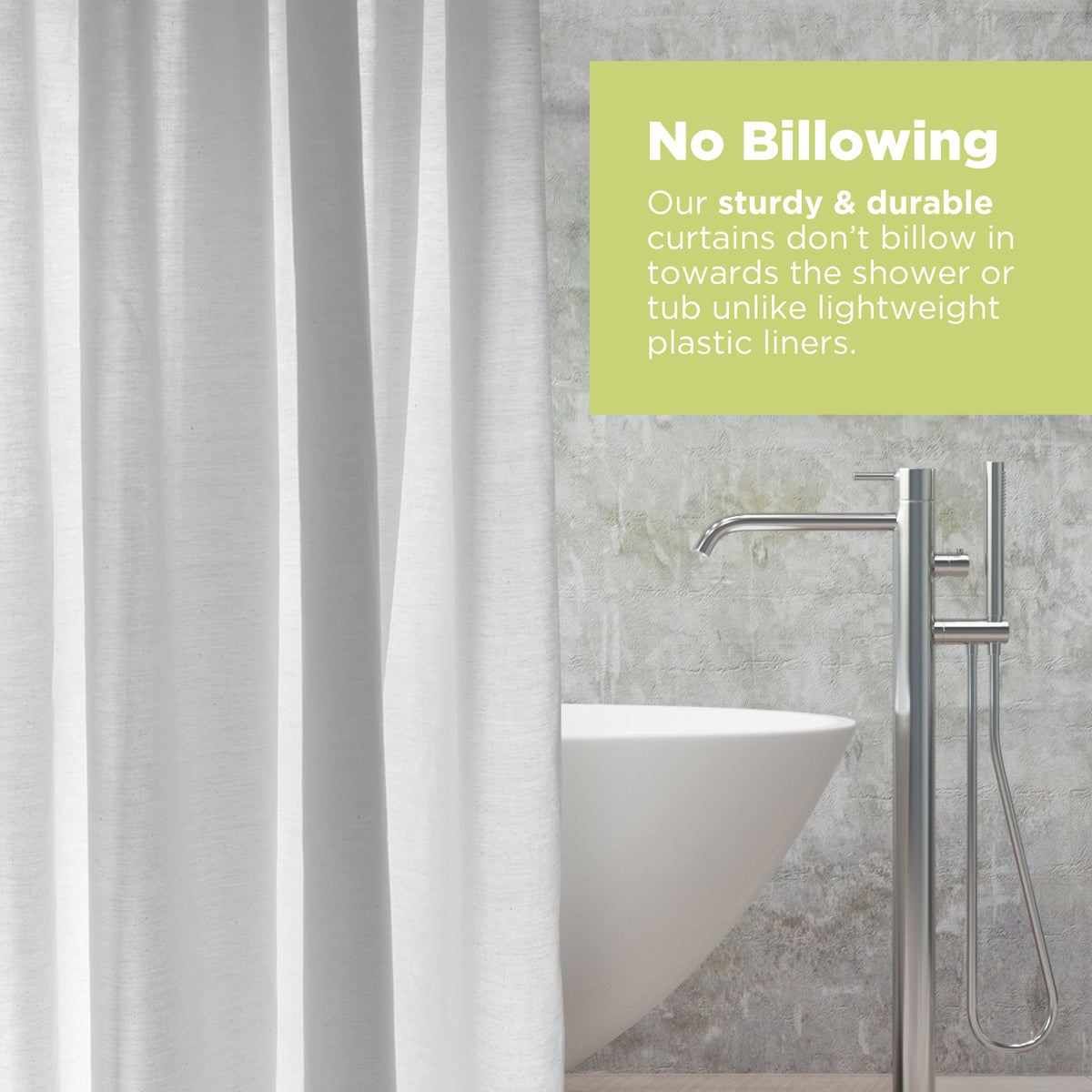 Natural cotton shower curtain packaging image – Cotton Fabric Shower Curtain White