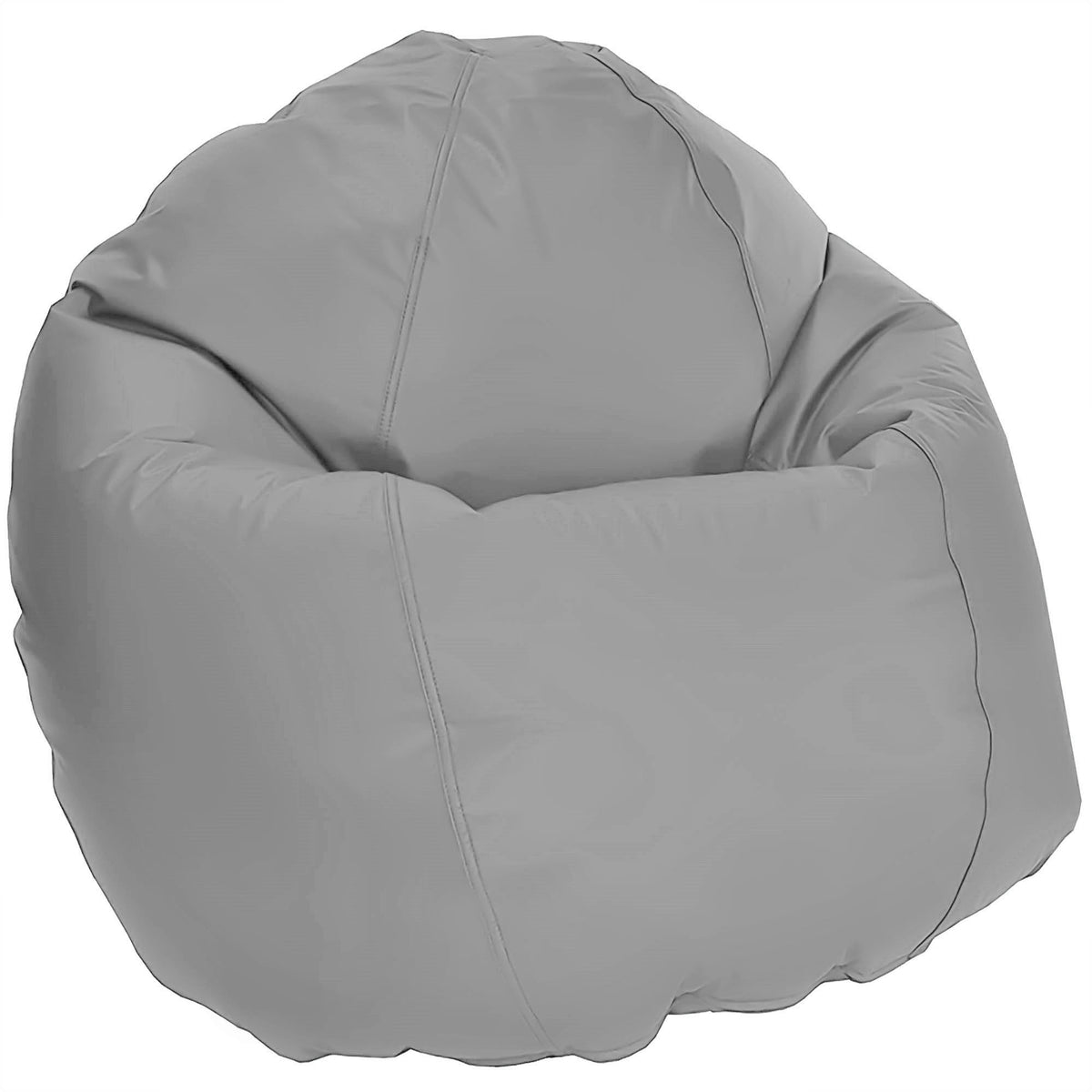 Gray outdoor bean bag chair empty, weather resistant kids seating