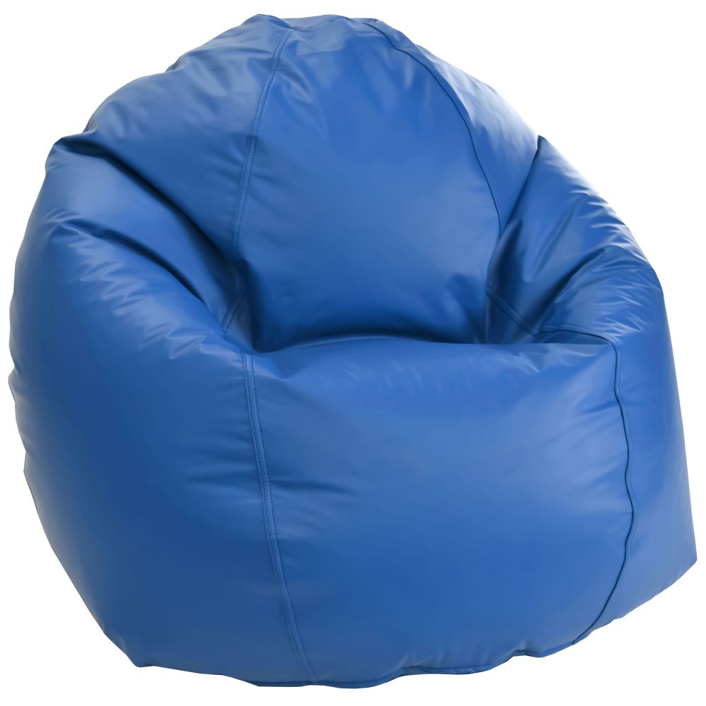 Blue outdoor bean bag chair empty, durable marine vinyl kids seating