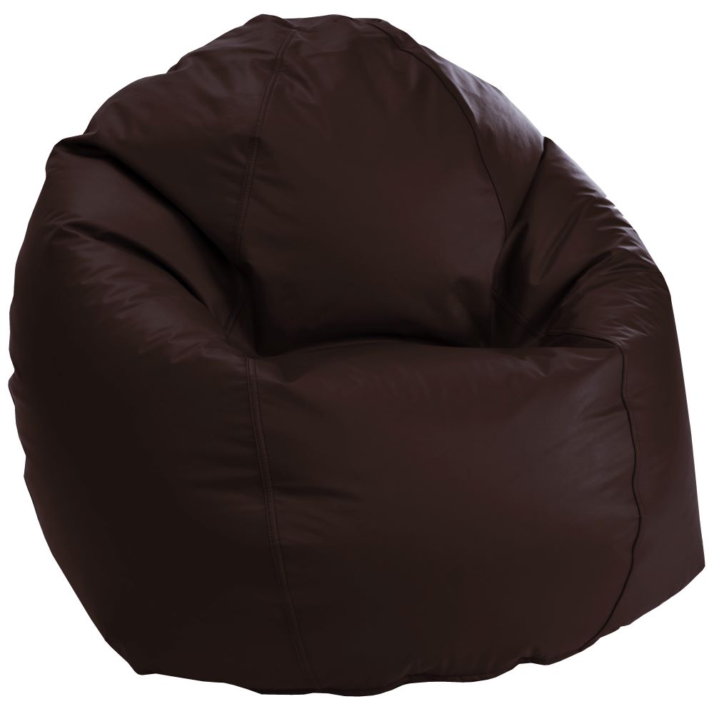 Dark brown outdoor bean bag chair empty, soft weather resistant seating