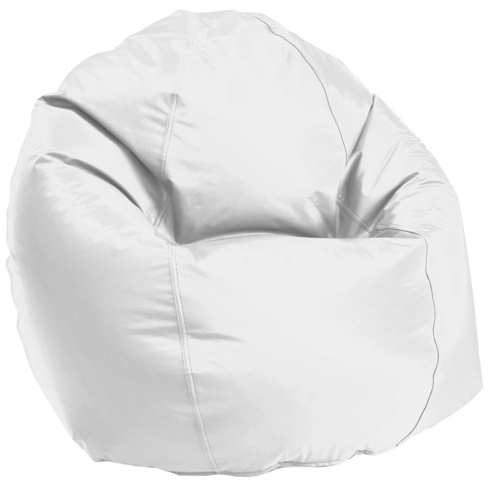 White outdoor bean bag chair empty, weather resistant kids furniture
