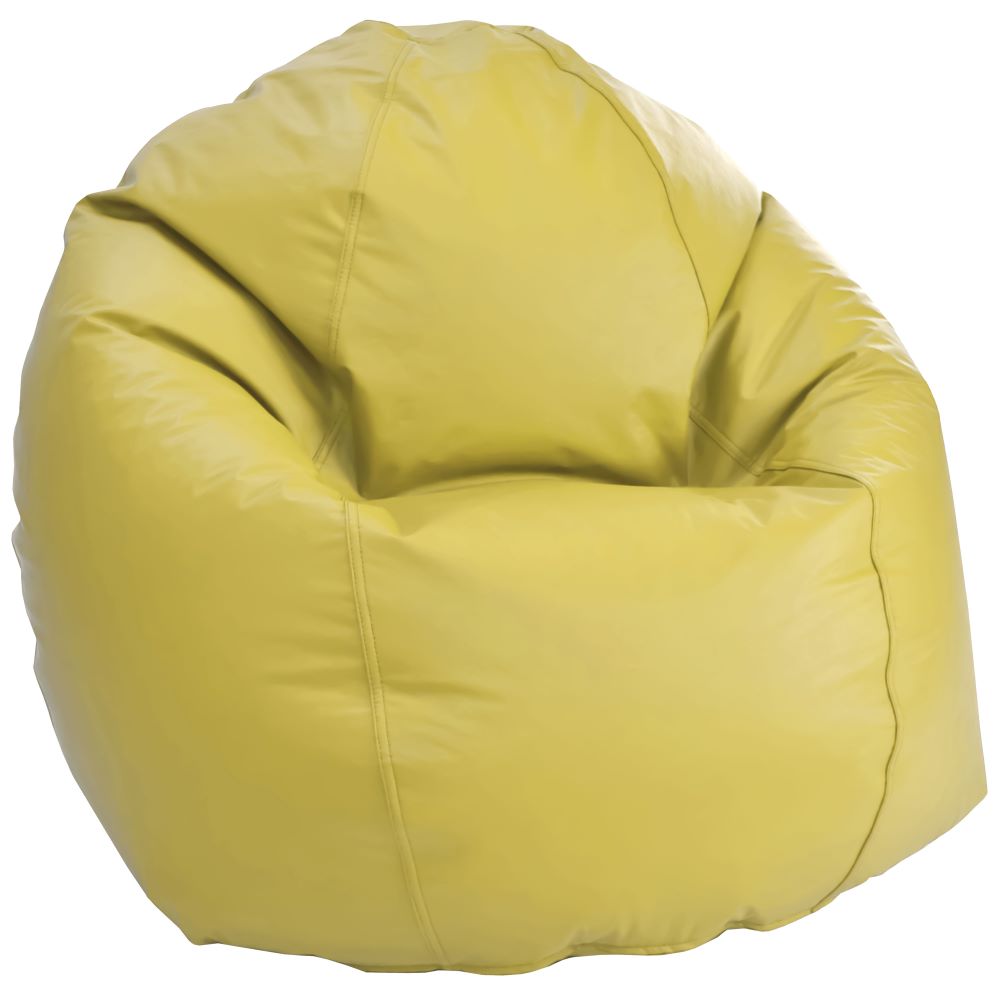 Yellow outdoor bean bag chair empty, bright weather resistant kids furniture