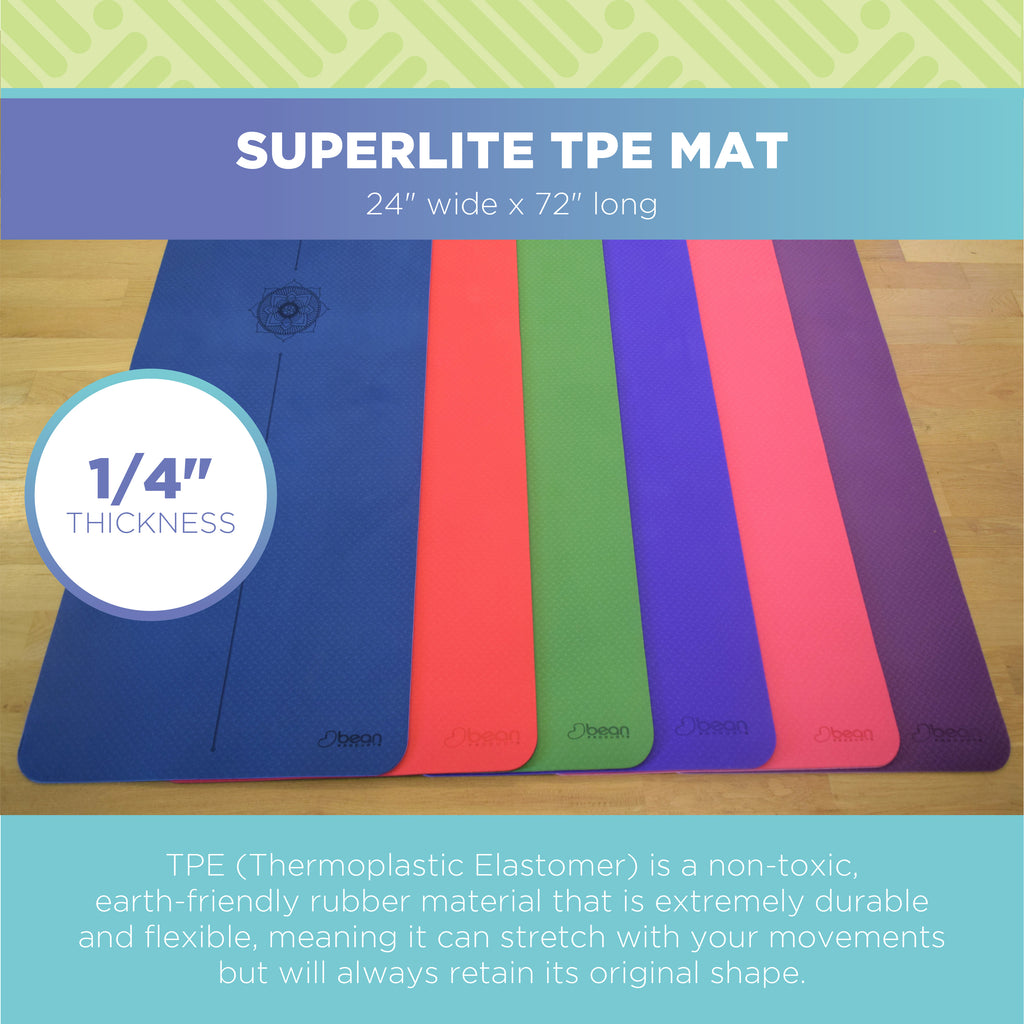 Bean TPE yoga mat superlite 1/4 inch thick eco friendly