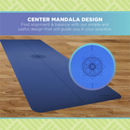 TPE yoga mat mandala design center alignment lines