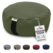 zafu meditation cushion round hemp cactus green color