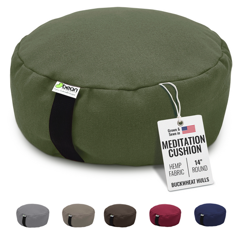 zafu meditation cushion round hemp cactus green color