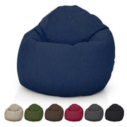 Navy blue kids bean bag chair with plush filling and modern design