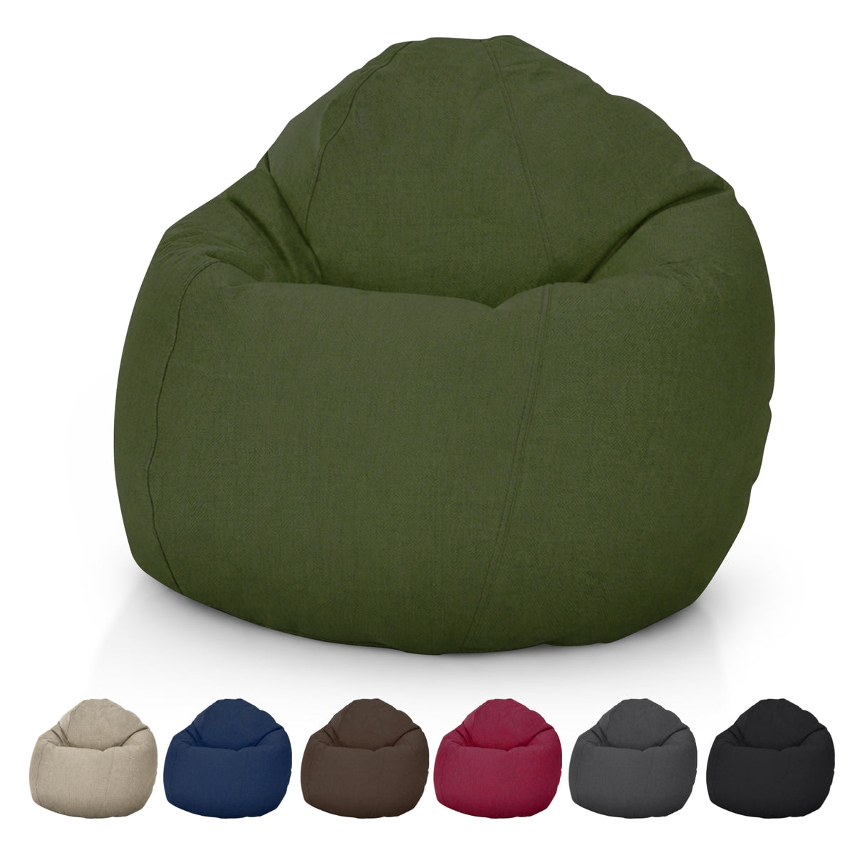 Green kids bean bag chair with soft supportive superfill
