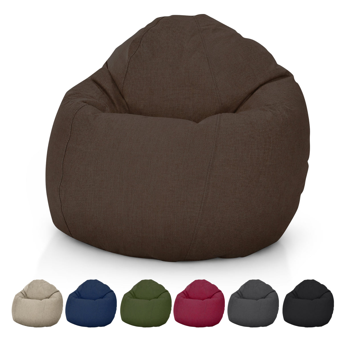 Brown kids bean bag chair with comfortable hemp fabric cover