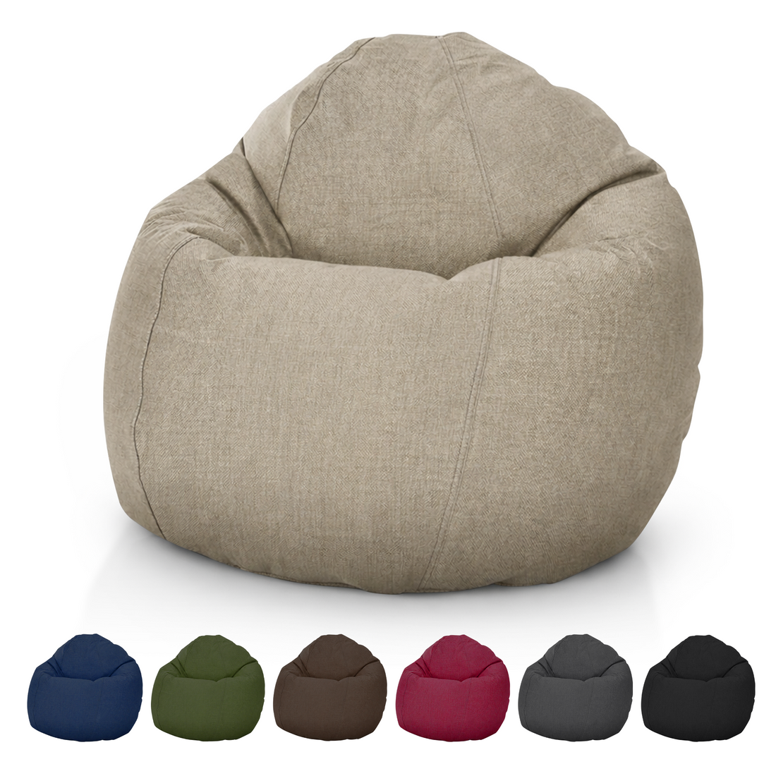 Beige kids bean bag chair with durable hemp fabric