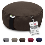 zafu meditation cushion round hemp cocoa brown color
