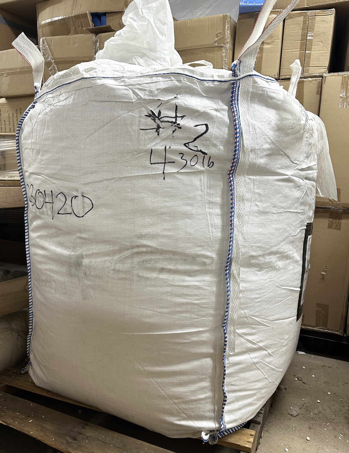 400 lb tote on pallet of hemp soil amendment
