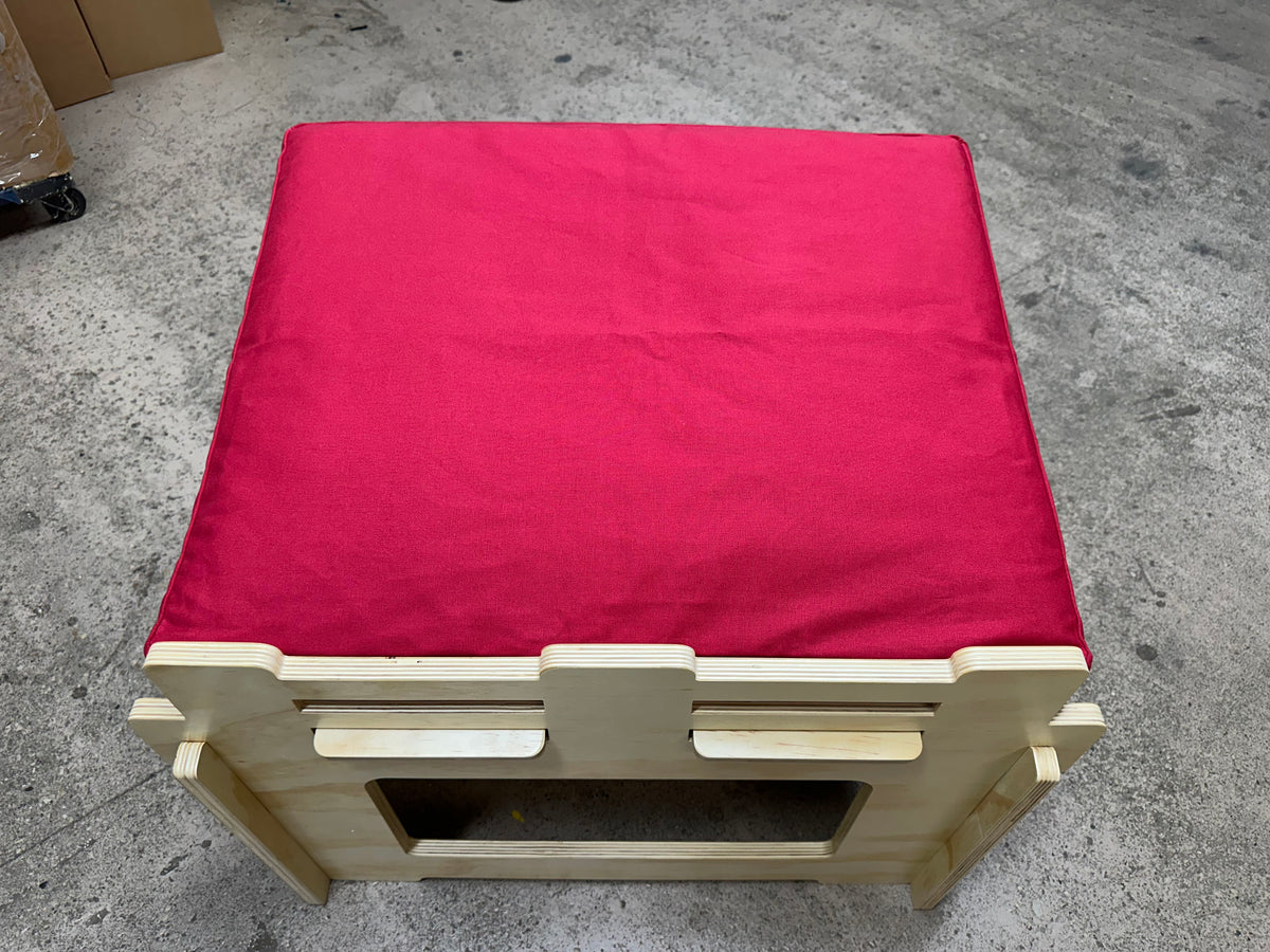 Red cushion active sitting chair designed for meditation posture