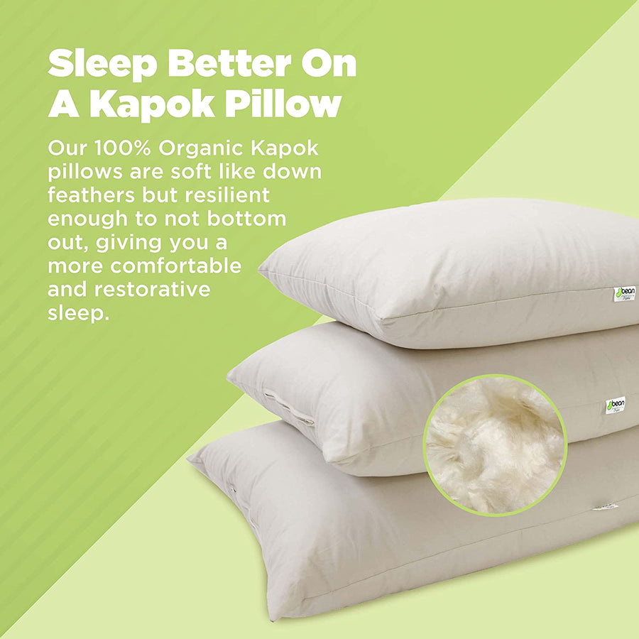 Organic kapok pillow set with 100 percent organic cotton cover plant based vegan sleep pillows standard size