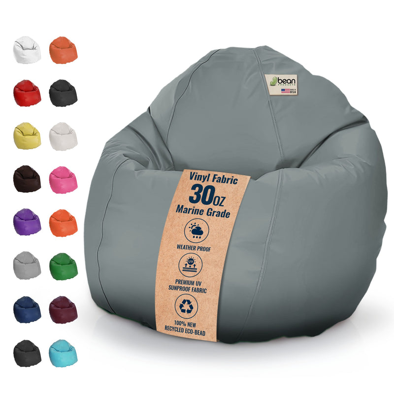 Vinyl Bean Bag Chair Marine Grade Premium - Waterproof, UV resistant ComfyBean Adult size lounger classic style Indoor Outdoor Boat beanbag chair