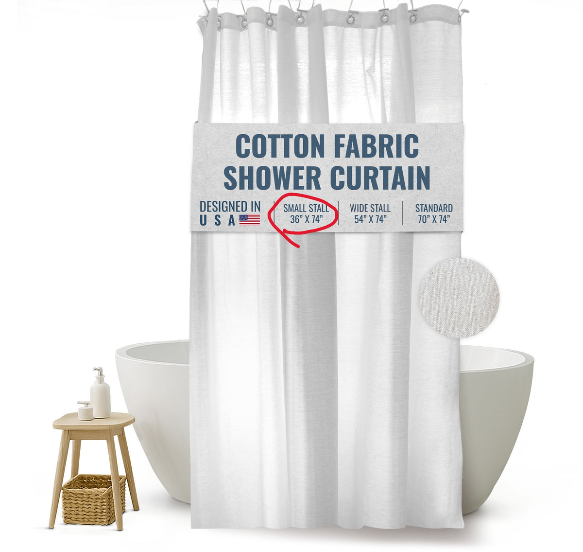 Natural cotton shower curtain packaging image – Cotton Fabric Shower Curtain
