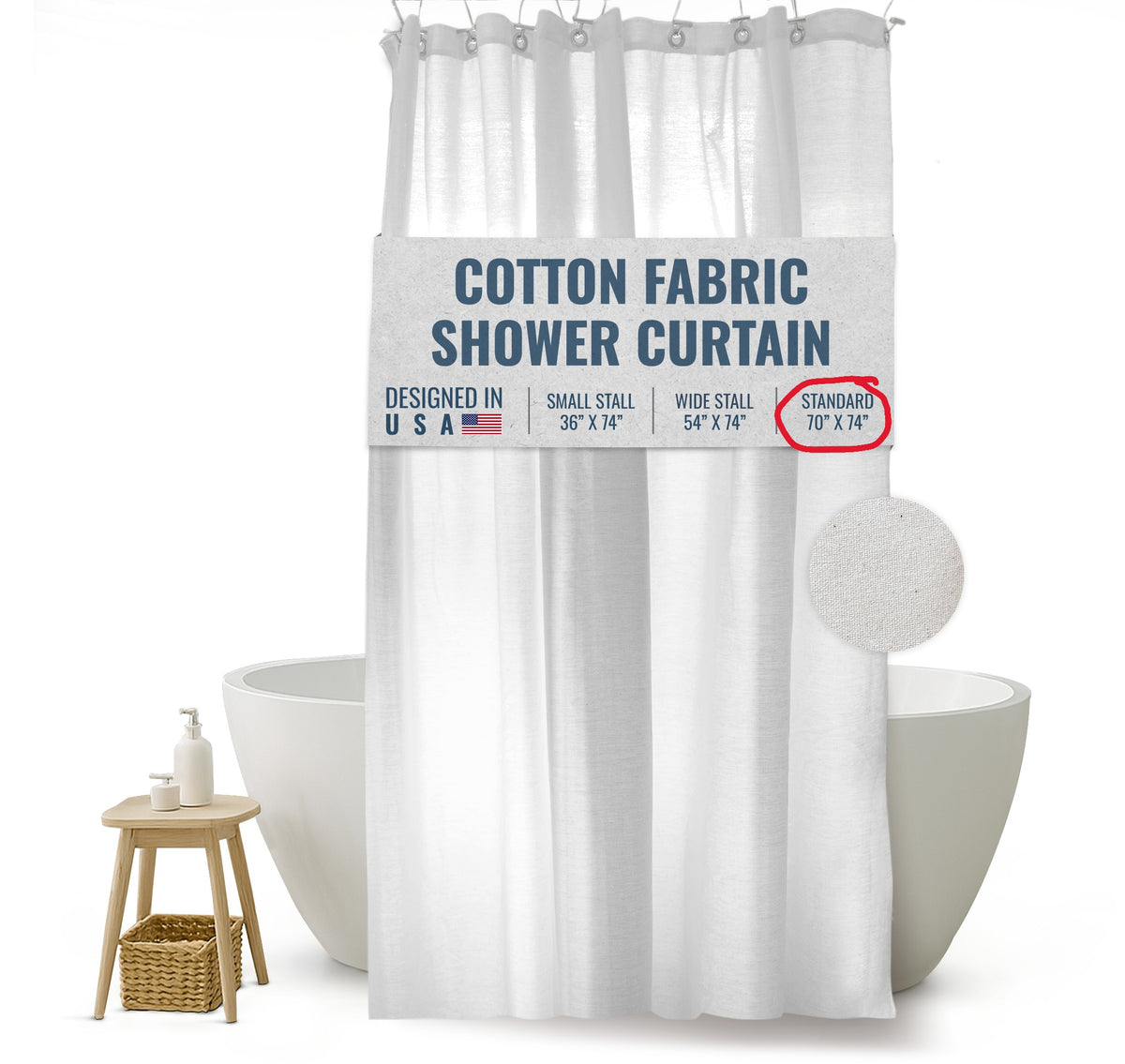 Natural cotton shower curtain