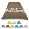 Taupe tan  light brown bean bag pool float lounger with label and color options below on a white background by Bean Products made in USA