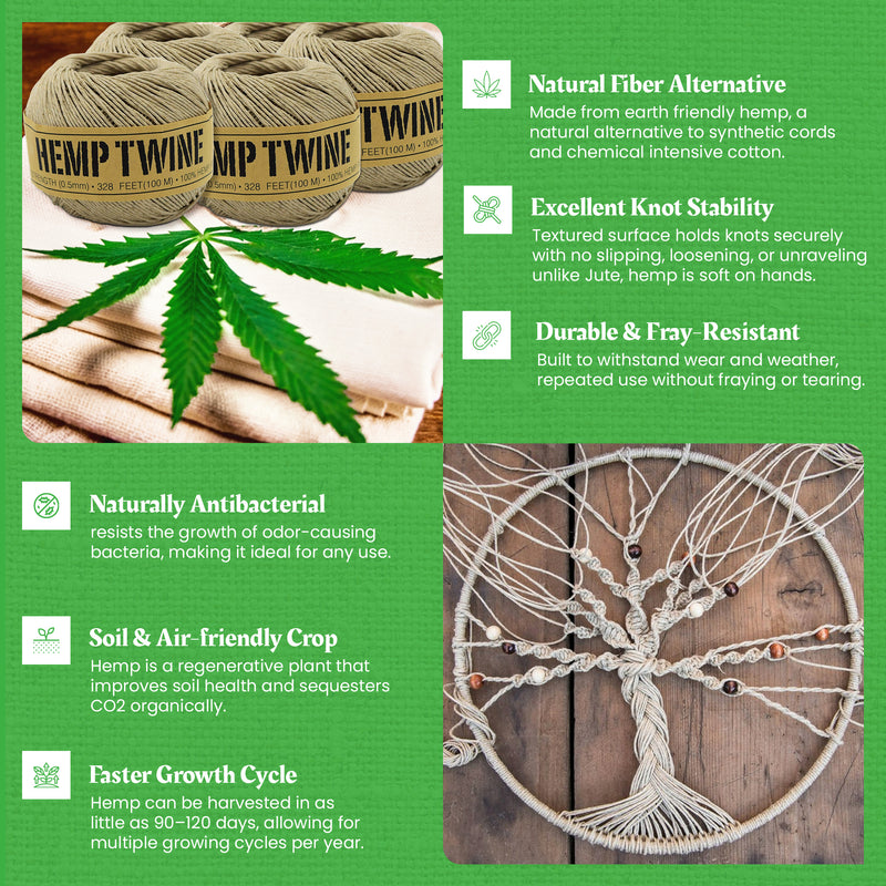 Hemp Twine, Cord Rope Gardening Crafting Cooking Jewelry Decor assorted sizes and colors and beeswax waxed