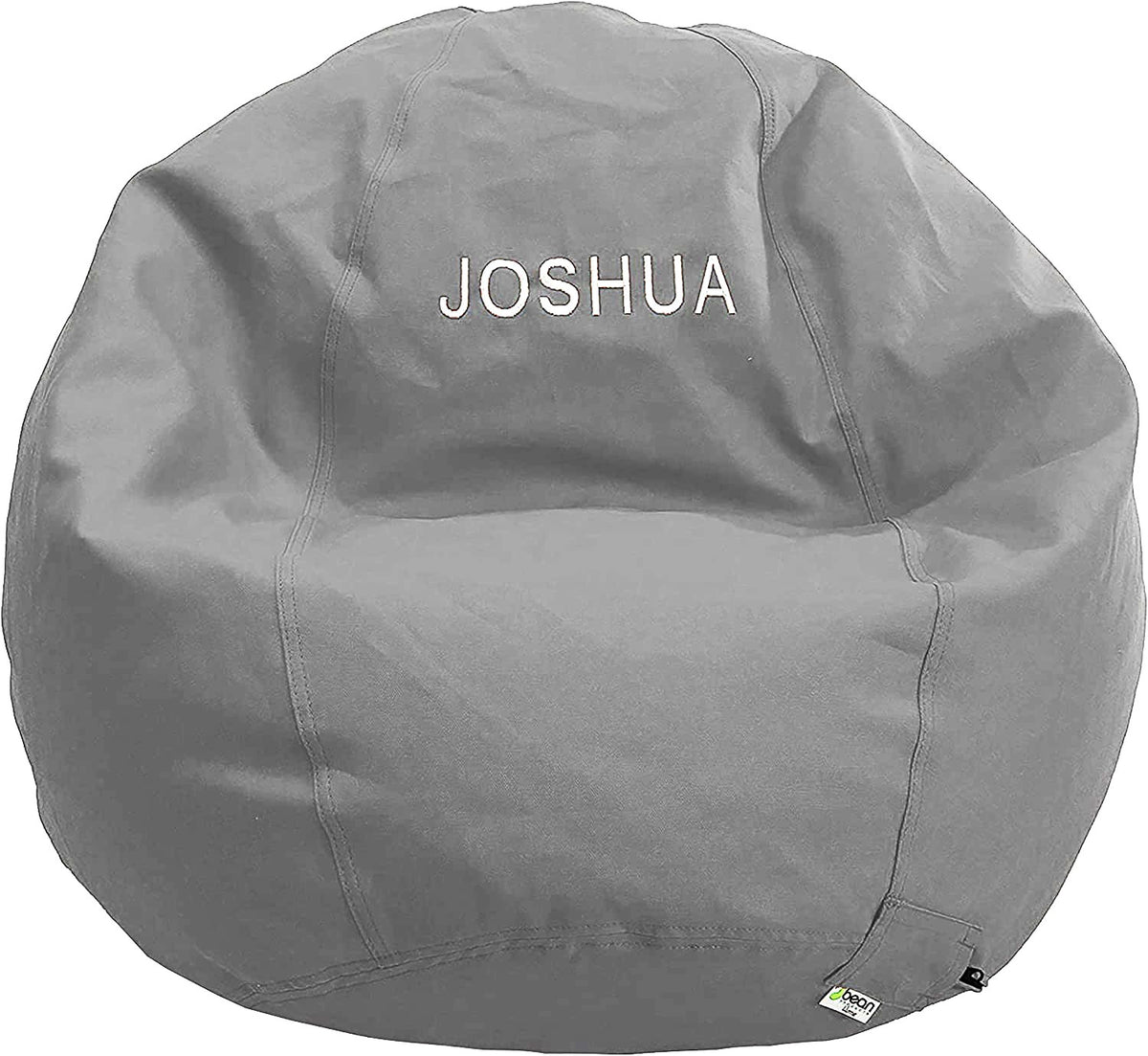 Gray kid size bean bag chair cotton fabric eco fill soft neutral comfy seating for kids