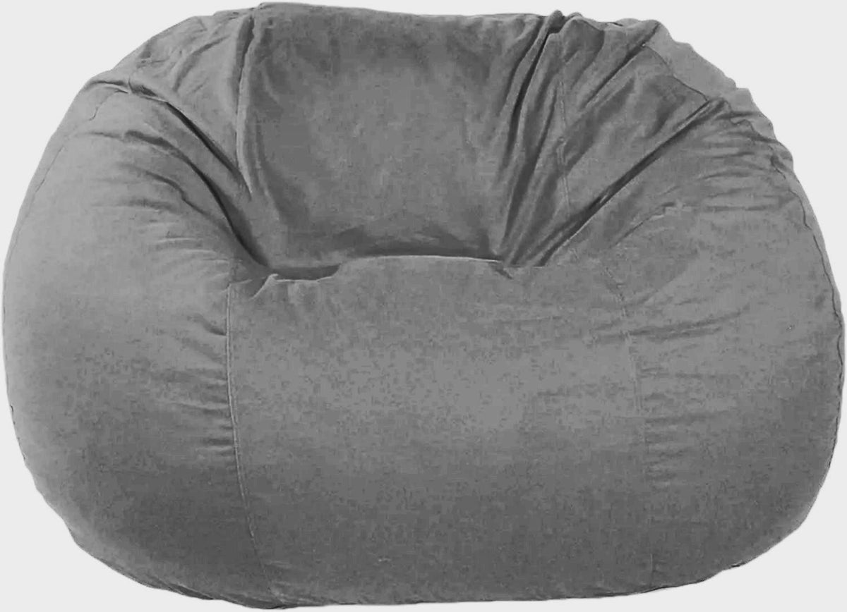Gray cotton bean bag loveseat large indoor lounge chair