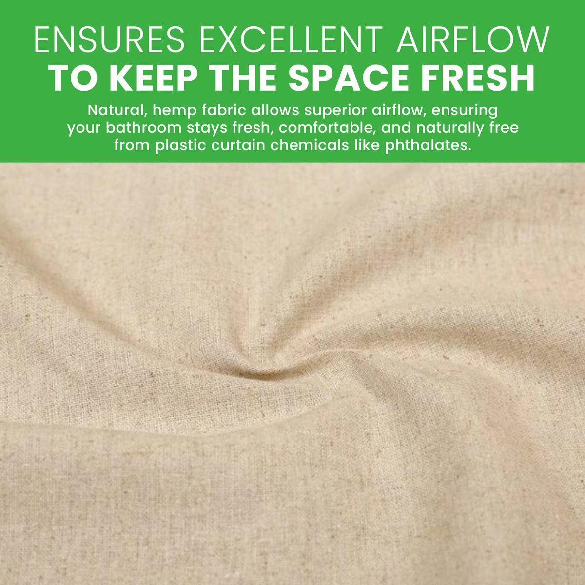 Breathable hemp shower curtain fabric close-up texture