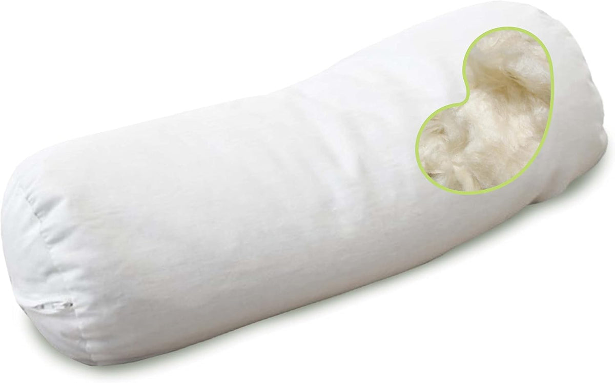 Organic kapok bolster pillow side view plant based cotton cover