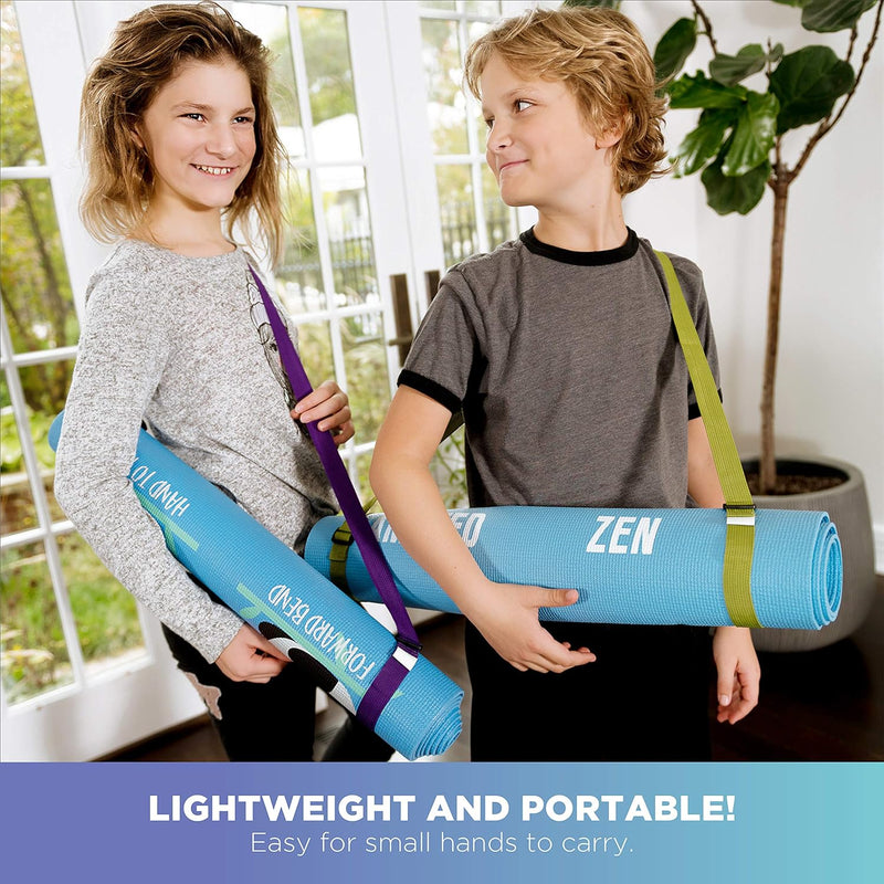 ZULY Eco Friendly Kids Yoga Mat with Free Yoga Strap, Premium Microfibre  Suede W Organic Rubber