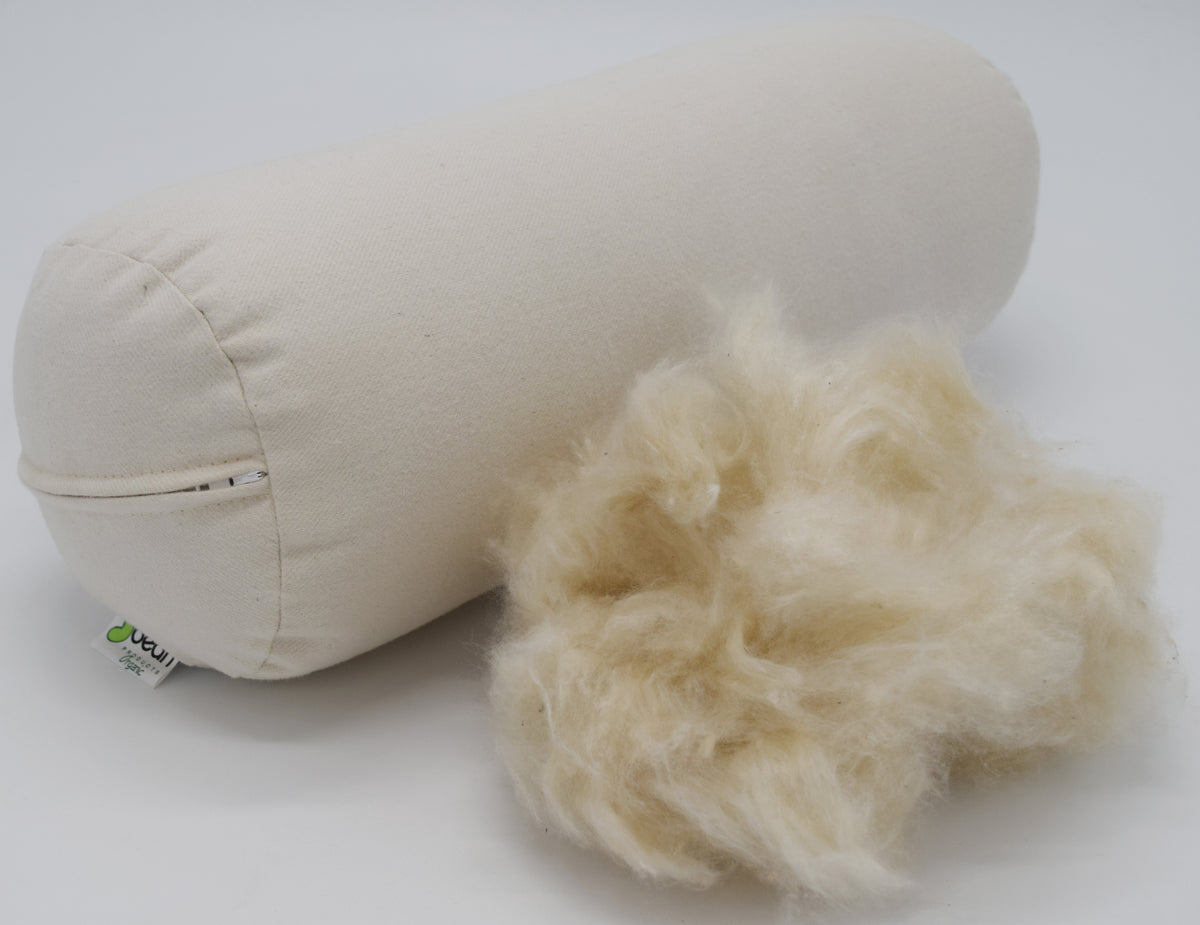 Organic kapok pillow insert with visible natural fiber fill eco friendly vegan stuffing detail and soft casing