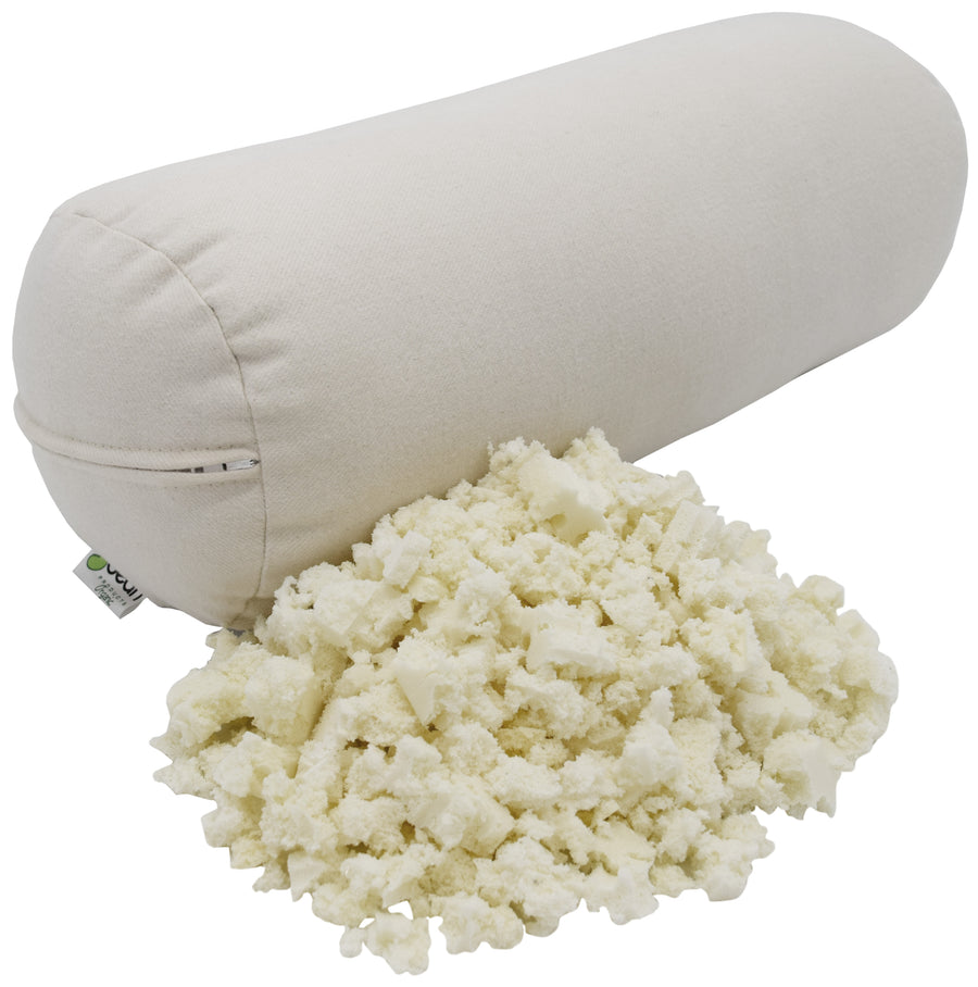 Organic latex neck roll pillow 4x12 with organic cotton zippered cover