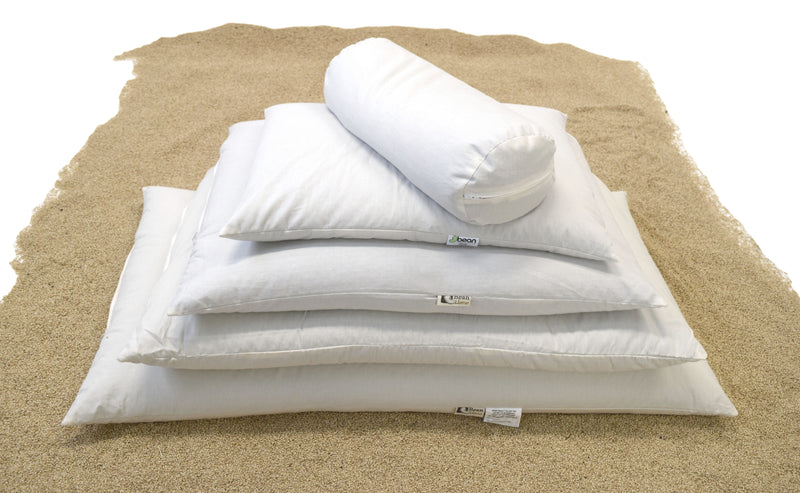 millet hull pillows stacked all sizes organic by bean products