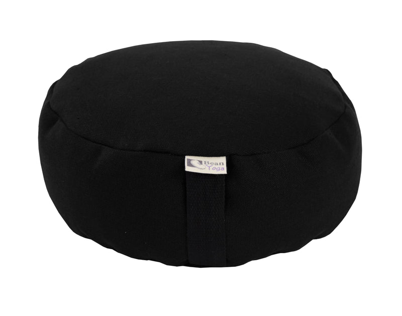 100% hemp zafu meditation cushion hemp fabric and hemp hurd fill black round made in usa