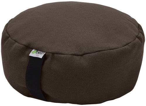100% hemp zafu meditation cushion hemp fabric and hemp hurd fill cocoa brown round made in usa