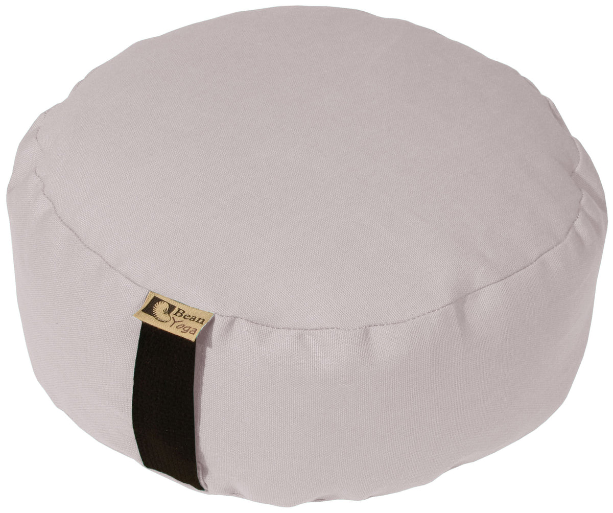 Round light gray zafu meditation cushion cotton yoga pillow with buckwheat hull filling