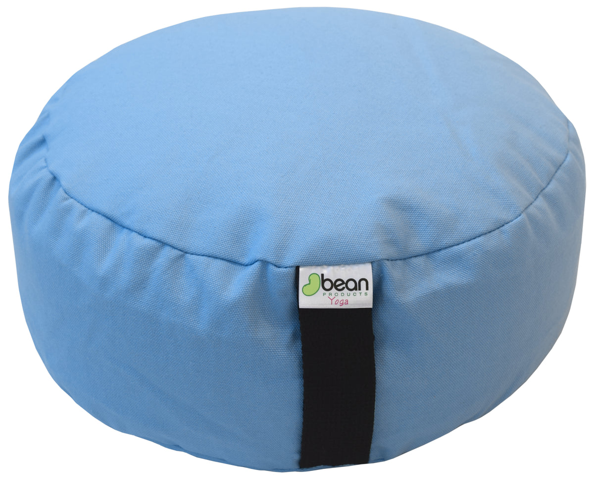 Round sky blue zafu meditation cushion cotton yoga pillow with buckwheat hull filling