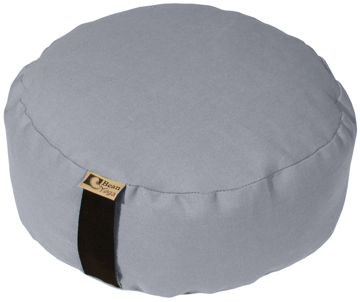 Round gray zafu meditation cushion cotton yoga pillow with buckwheat hull filling