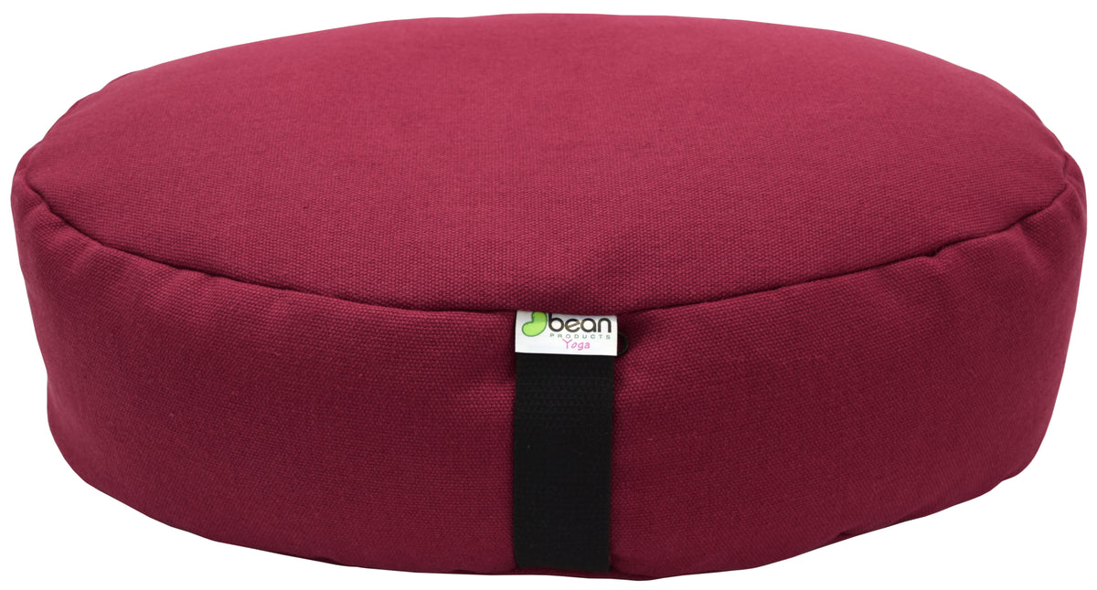 meditation cushion large oval hemp fabric cranberry red