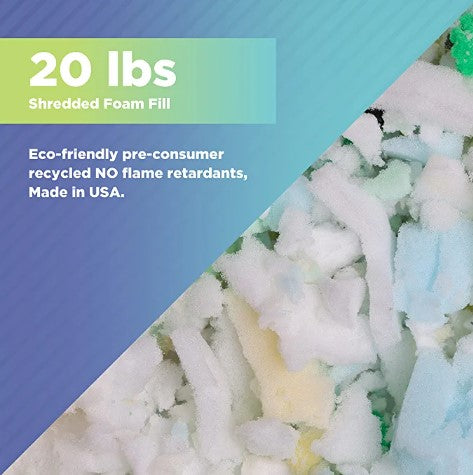 20 lbs bulk shredded foam fill for large bean bags, couch cushions and pet beds
