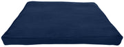 Zabuton meditation base cushion small travel size in navy blue hemp fabric with recycled cotton interior