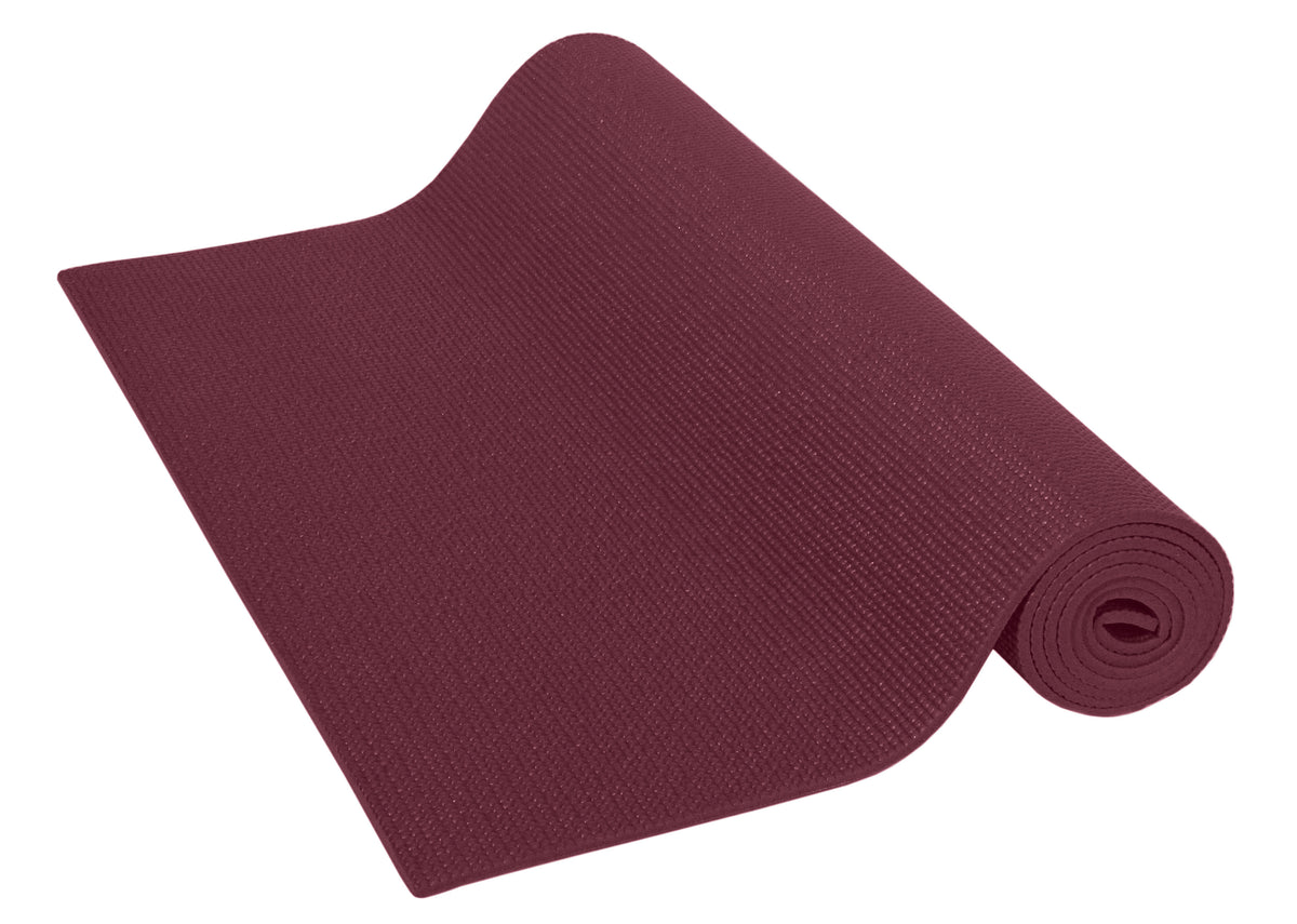 Burgundy kids yoga mat rolled, non-slip eco-friendly exercise mat for children