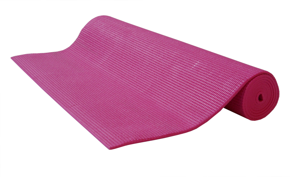 Pink kids yoga mat rolled, soft cushioned non-toxic fitness mat for kids